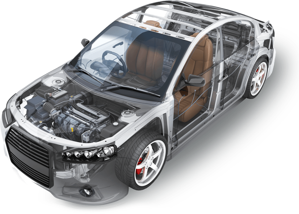 Transparent vehicle engineering illustration